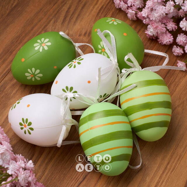 Пасхальные подвески Яйца - Green Easter 6 см, 6 шт Breitner