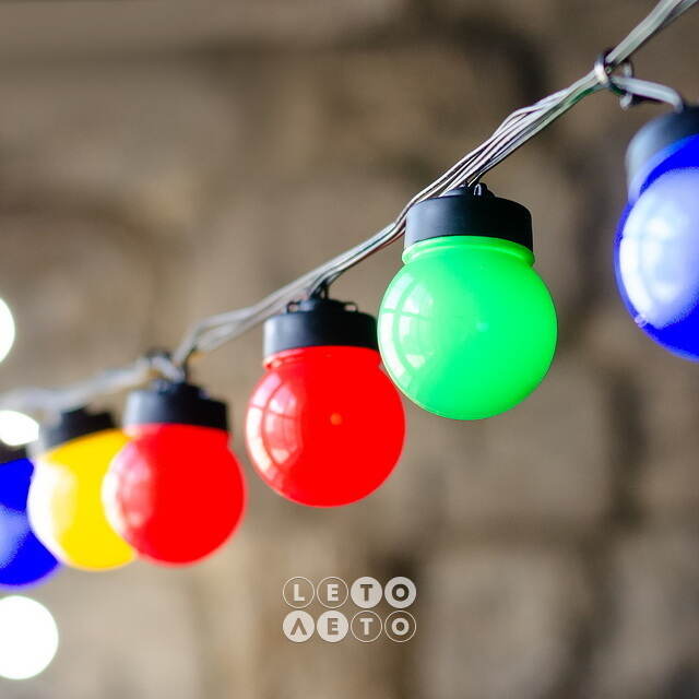 Гирлянда из лампочек Cantarrana 9.5 м, 20 ламп, разноцветные LED, черный ПВХ, IP44 Koopman