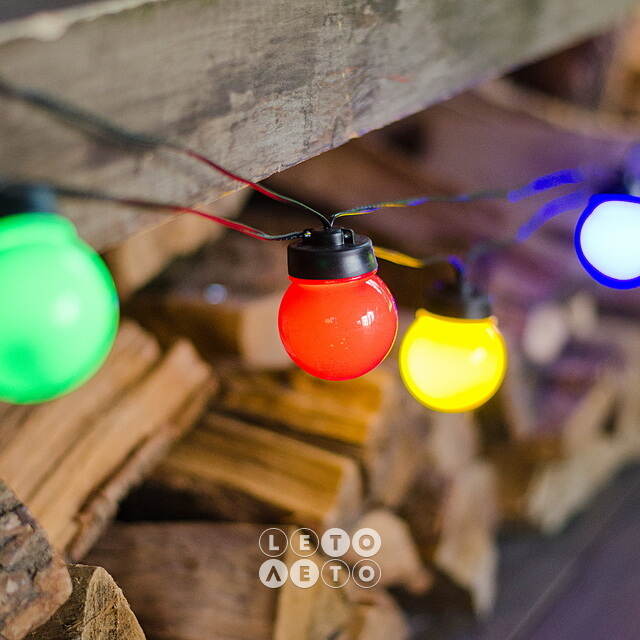 Гирлянда из лампочек Cantarrana 9.5 м, 20 ламп, разноцветные LED, черный ПВХ, IP44 Koopman
