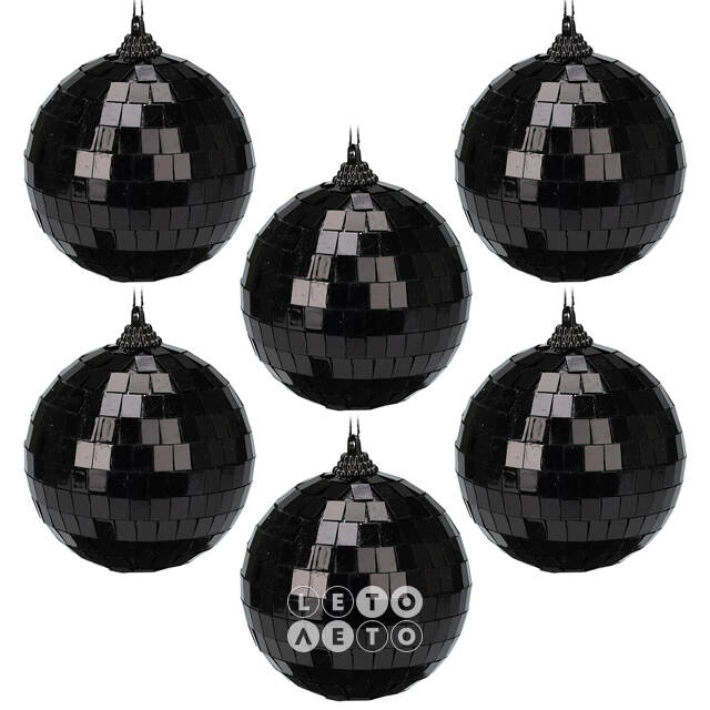 Набор елочных украшений Зеркальный Диско шар Black 8 см, 12 шт Koopman