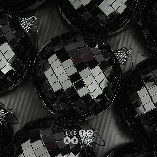 Набор елочных украшений Зеркальный Диско шар Black 8 см, 12 шт Koopman