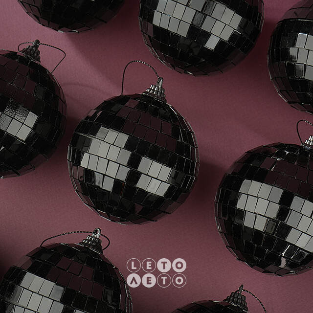 Набор елочных украшений Зеркальный Диско шар Black 8 см, 12 шт Koopman