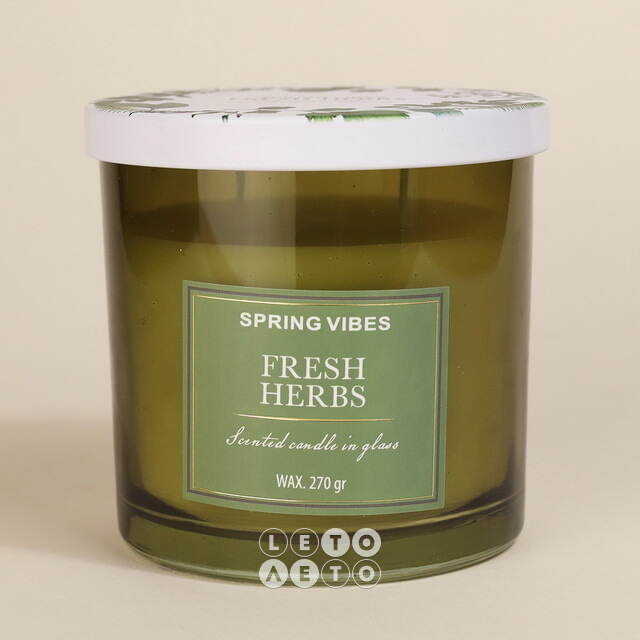 Ароматическая свеча Melania - Fresh Herbs 10 см, в стеклянном стакане Koopman
