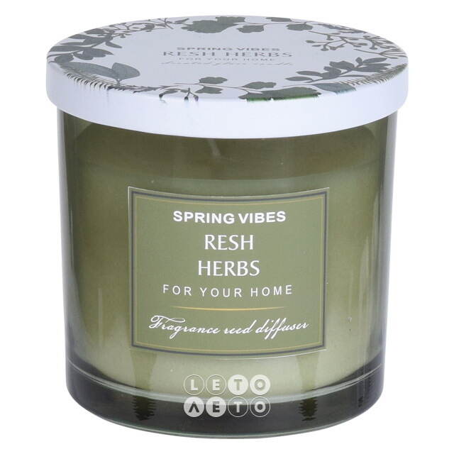 Ароматическая свеча Melania - Fresh Herbs 10 см, в стеклянном стакане Koopman