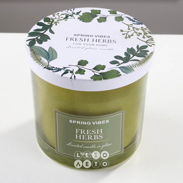 Ароматическая свеча Melania - Fresh Herbs 10 см, в стеклянном стакане Koopman (Купман)