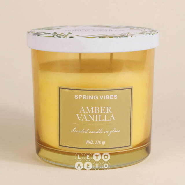 Ароматическая свеча Melania - Amber Vanilla 10 см, в стеклянном стакане Koopman