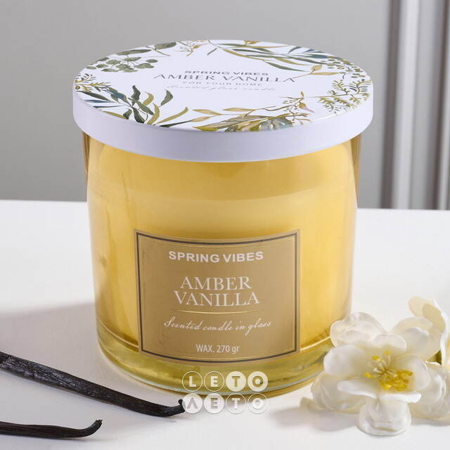 Ароматическая свеча Melania - Amber Vanilla 10 см, в стеклянном стакане Koopman (Купман)