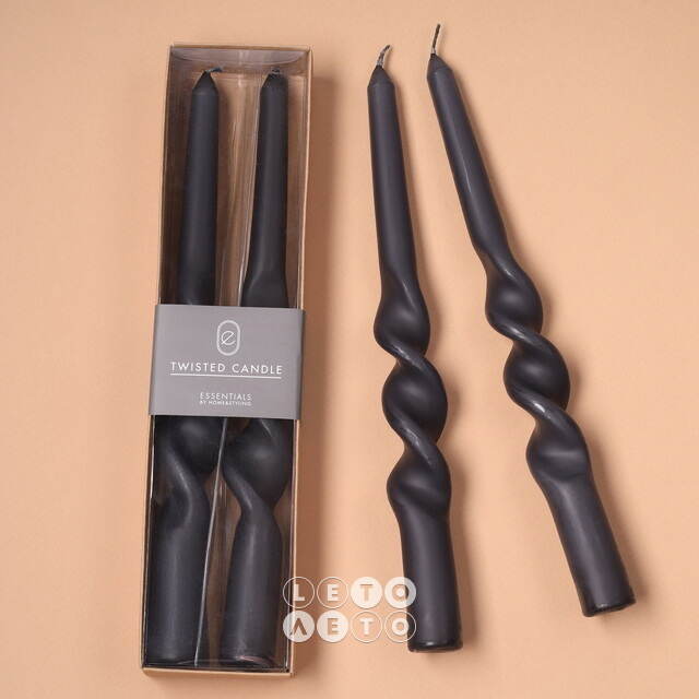 Свечи витые De Mala 23 см, 2 шт, антрацитовые Koopman