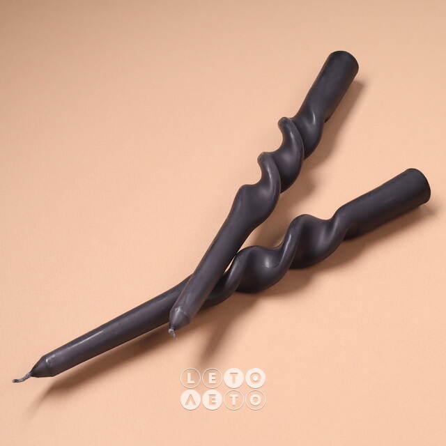 Свечи витые De Mala 23 см, 2 шт, антрацитовые Koopman