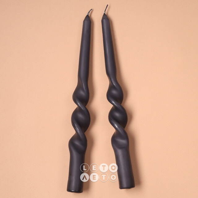 Свечи витые De Mala 23 см, 2 шт, антрацитовые Koopman