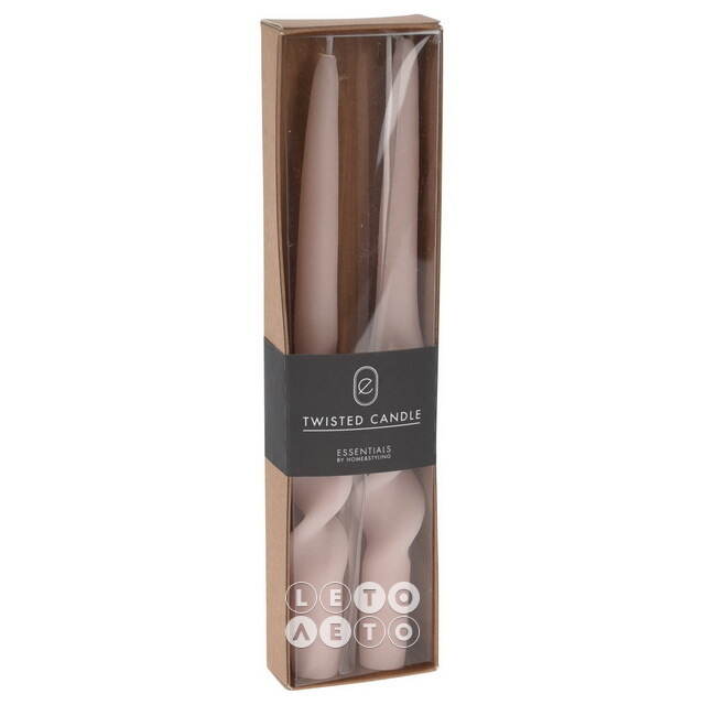 Свечи витые De Mala 23 см, 2 шт, светло-розовые Koopman