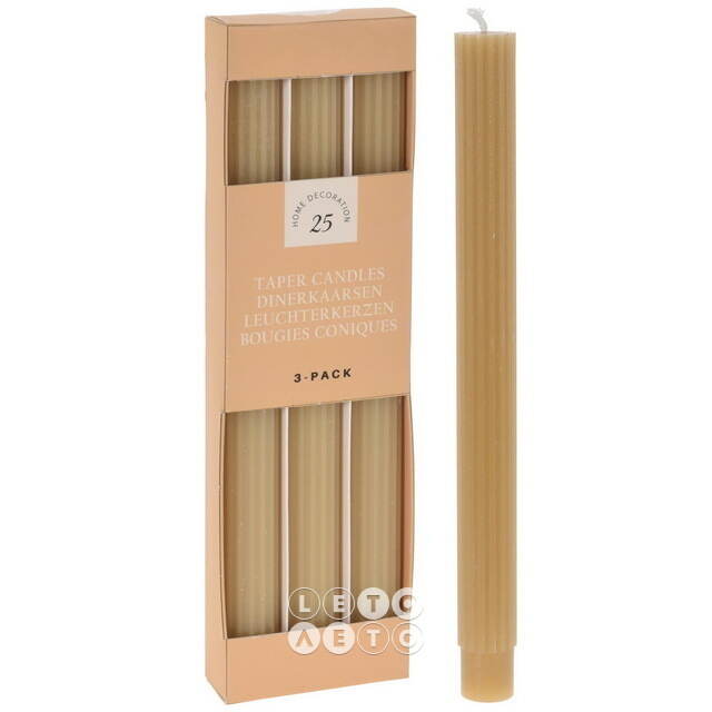 Высокие свечи Жоффруа 25 см, 3 шт, карамельные Koopman
