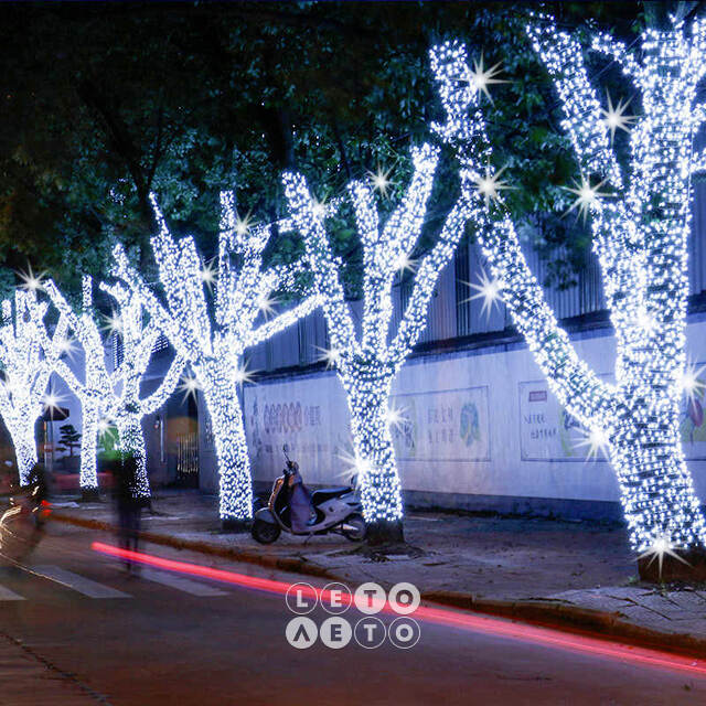 Гирлянды на дерево Клип Лайт Quality Light 100 м, 1000 холодных белых LED ламп, с мерцанием, прозрачный ПВХ, IP44 BEAUTY LED