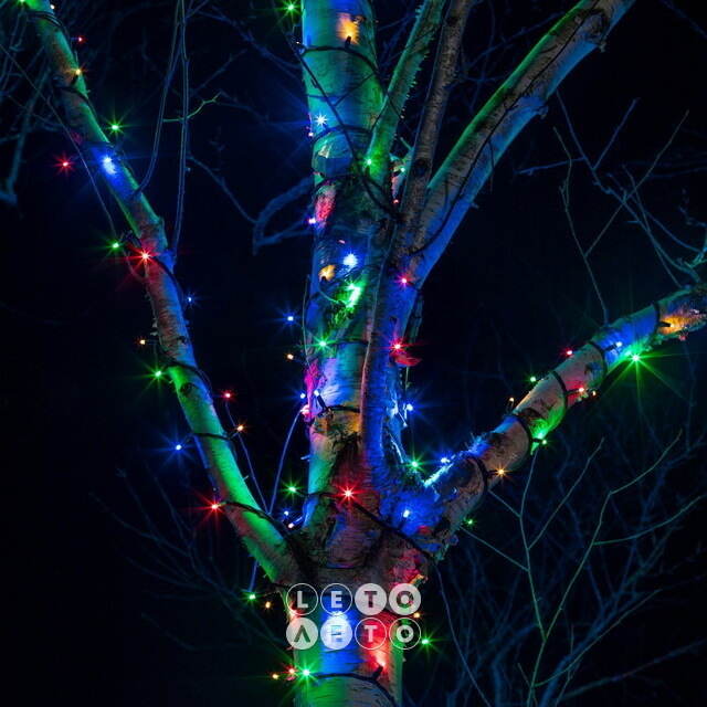 Гирлянды на дерево Клип Лайт Quality Light 100 м, 1000 разноцветных LED ламп, черный ПВХ, IP44 BEAUTY LED