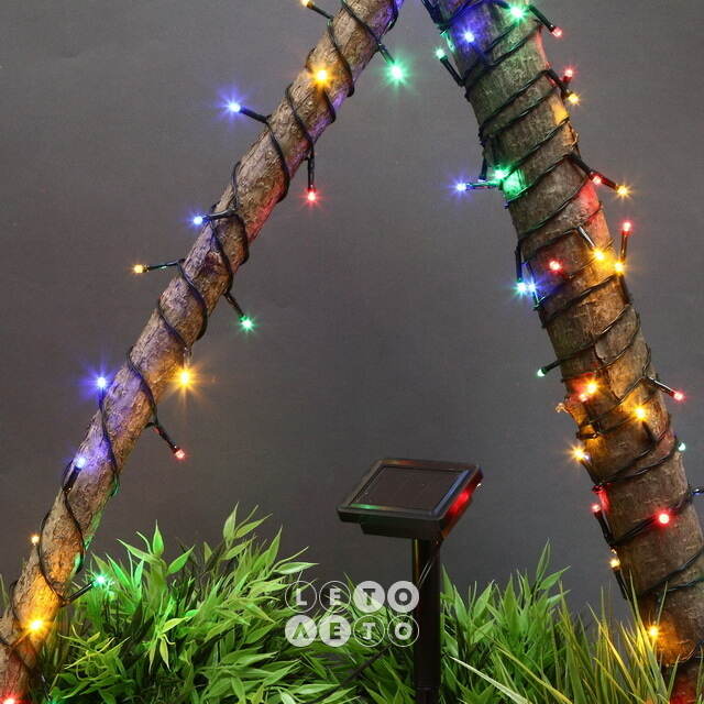 Гирлянда на солнечной батарее Solar ProGarden 5 м, 50 разноцветных LED, черный ПВХ, IP44 Koopman