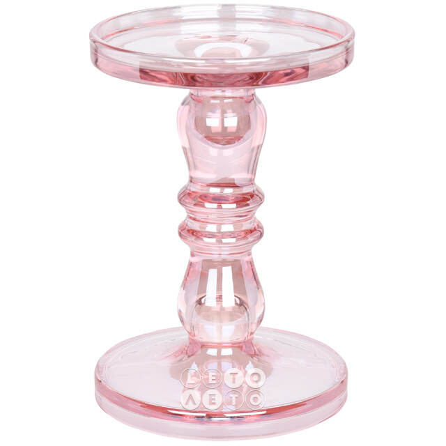 Стеклянный подсвечник Мориарти 20*13 см розовый Koopman