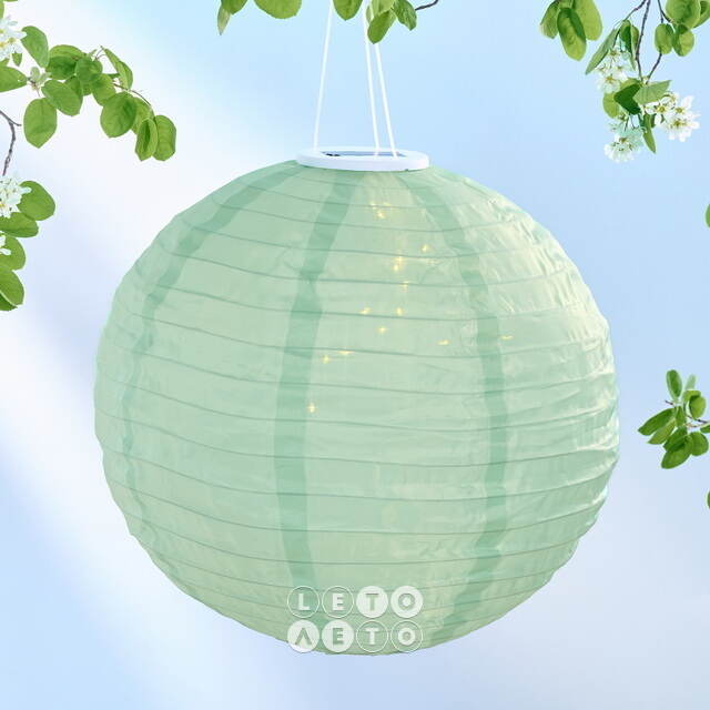 Китайский фонарик на солнечной батарее Карвуд 40 см, IP44, мятный Koopman (Купман)