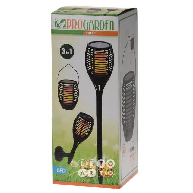 Садовый фонарь Solar Barro 3 в 1 на солнечной батарее 78*12 см, эффект живого пламени, IP44 Koopman