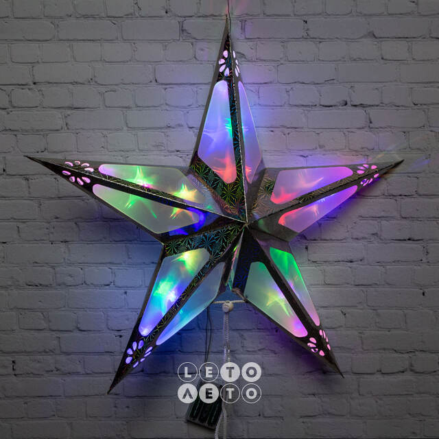 Светильник Звезда Сияющая Марселлина 50 см, RGB LED подсветка, батарейки MOROZCO