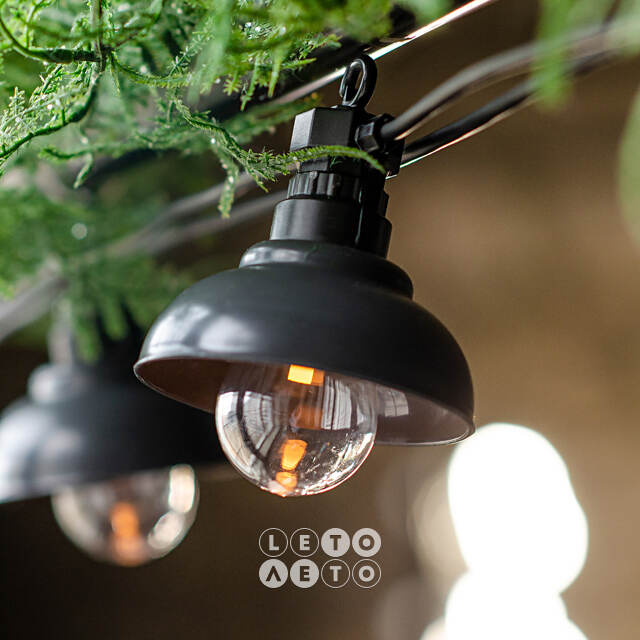 Гирлянда из лампочек Retro Party Lights 5 м, 10 ламп, экстра теплые LED, черный ПВХ, соединяемая, IP44 Winter Deco