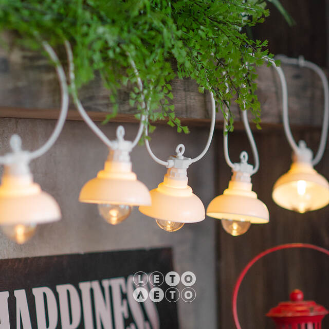 Гирлянда из лампочек Retro Party Lights 5 м, 10 ламп, теплые белые LED, белый ПВХ, соединяемая, IP44 Winter Deco