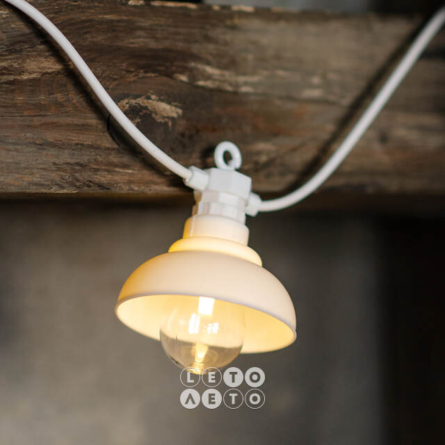 Гирлянда из лампочек Retro Party Lights 5 м, 10 ламп, теплые белые LED, белый ПВХ, соединяемая, IP44 Winter Deco