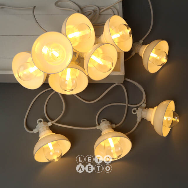 Гирлянда из лампочек Retro Party Lights 5 м, 10 ламп, теплые белые LED, белый ПВХ, соединяемая, IP44 Winter Deco