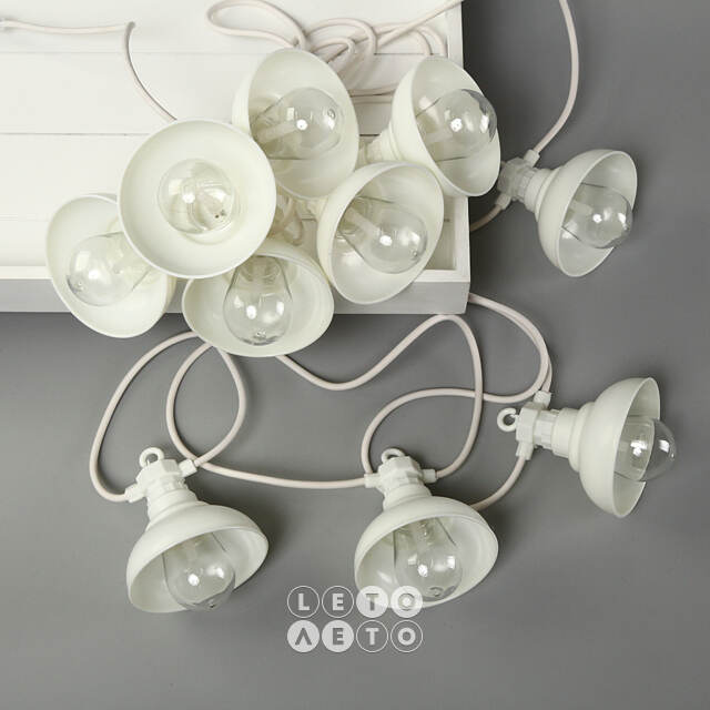 Гирлянда из лампочек Retro Party Lights 5 м, 10 ламп, теплые белые LED, белый ПВХ, соединяемая, IP44 Winter Deco