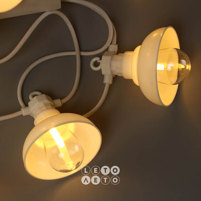 Гирлянда из лампочек Retro Party Lights 5 м, 10 ламп, теплые белые LED, белый ПВХ, соединяемая, IP44 Winter Deco