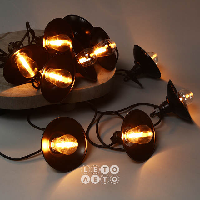 Гирлянда из лампочек Beach Party Lights 5 м, 10 ламп, экстра теплые LED, черный ПВХ, соединяемая, IP44 Winter Deco
