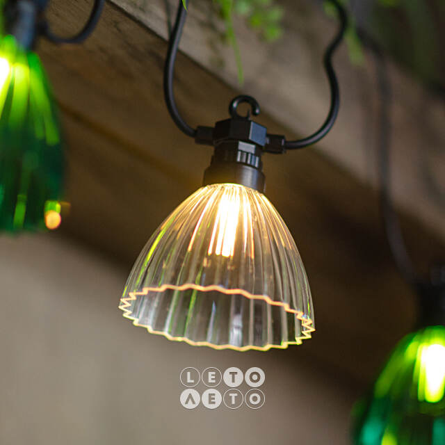 Гирлянда из лампочек Flower Party Lights 5 м, 10 ламп, теплые белые LED, черный ПВХ, соединяемая, IP44 Winter Deco