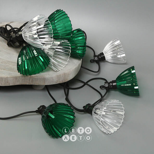 Гирлянда из лампочек Flower Party Lights 5 м, 10 ламп, теплые белые LED, черный ПВХ, соединяемая, IP44 Winter Deco