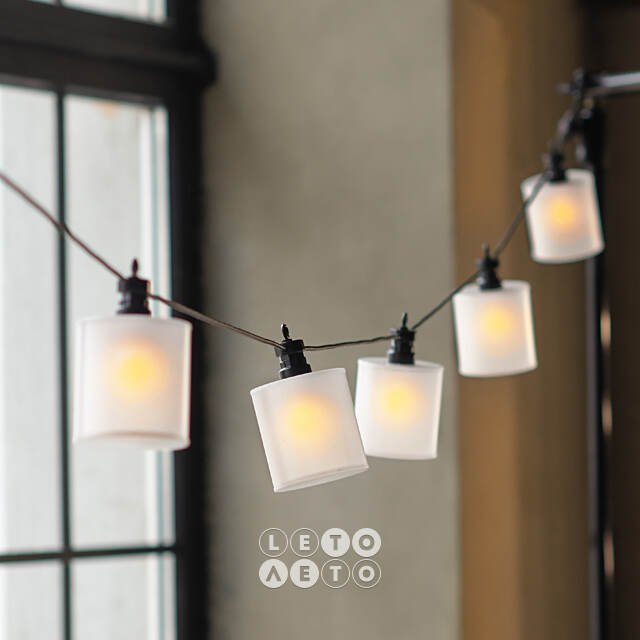Гирлянда из лампочек Shafty Party Lights 5 м, 10 ламп, теплые белые LED, черный ПВХ, соединяемая, IP44 Winter Deco