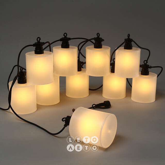 Гирлянда из лампочек Shafty Party Lights 5 м, 10 ламп, теплые белые LED, черный ПВХ, соединяемая, IP44 Winter Deco