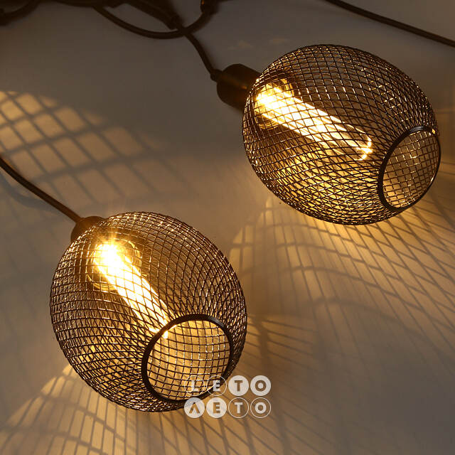 Гирлянда из лампочек Loft Party Lights 5 м, 10 ламп, теплые белые LED, черный ПВХ, соединяемая, IP44 Winter Deco