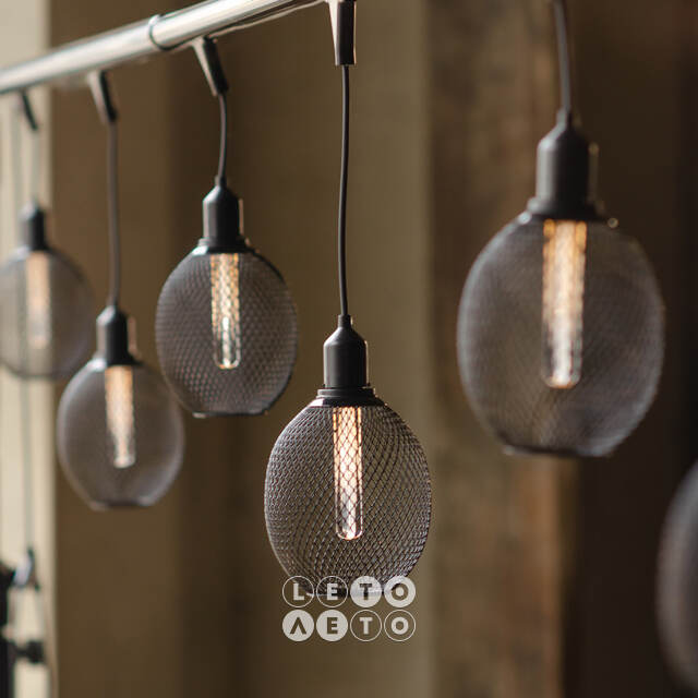 Гирлянда из лампочек Loft Party Lights 5 м, 10 ламп, теплые белые LED, черный ПВХ, соединяемая, IP44 Winter Deco