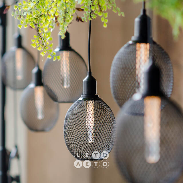 Гирлянда из лампочек Loft Party Lights 5 м, 10 ламп, теплые белые LED, черный ПВХ, соединяемая, IP44 Winter Deco