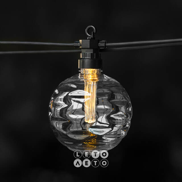 Гирлянда из лампочек Big Party Lights 5 м, 10 ламп, теплые белые LED, черный ПВХ, соединяемая, IP44 Winter Deco