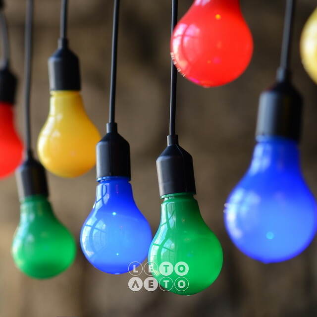 Гирлянда-бахрома из лампочек Big Party Lights 10 м, 20 ламп, разноцветные LED, черный ПВХ, соединяемая, IP44 Winter Deco