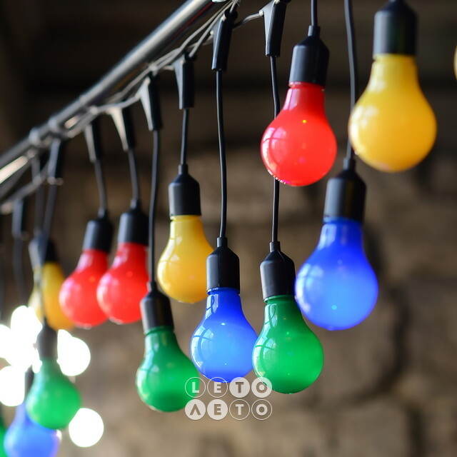 Гирлянда-бахрома из лампочек Big Party Lights 10 м, 20 ламп, разноцветные LED, черный ПВХ, соединяемая, IP44 Winter Deco