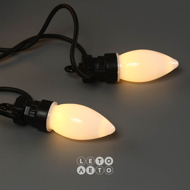 Гирлянда из лампочек Festival Party Lights 10 м, 20 ламп, теплые белые LED, черный ПВХ, соединяемая, IP44 Winter Deco