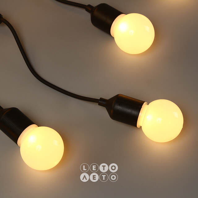 Гирлянда-бахрома из лампочек Party Lights 10 м, 20 ламп, теплые белые LED, черный ПВХ, соединяемая, IP44 Winter Deco