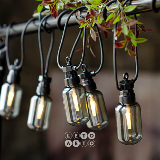 Гирлянда из лампочек Smoky Party Lights 10 м, 20 ламп, теплые белые LED, черный ПВХ, соединяемая, IP44 Winter Deco