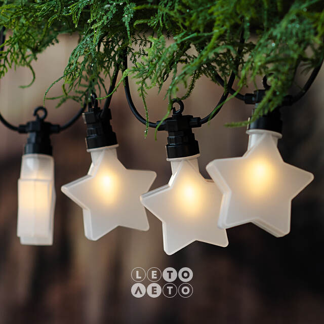 Гирлянда из лампочек Star Party Lights 10 м, 20 ламп, теплые белые LED, черный ПВХ, соединяемая, контроллер, IP44 Winter Deco