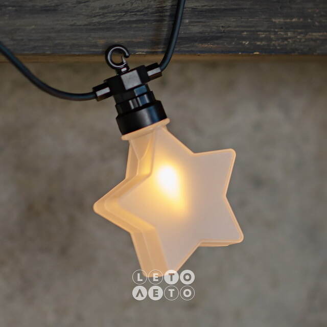 Гирлянда из лампочек Star Party Lights 10 м, 20 ламп, теплые белые LED, черный ПВХ, соединяемая, контроллер, IP44 Winter Deco