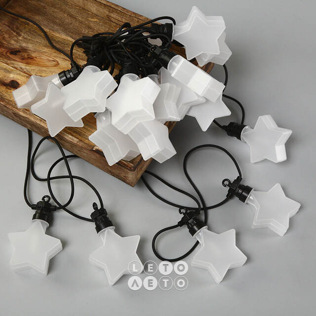 Гирлянда из лампочек Star Party Lights 10 м, 20 ламп, теплые белые LED, черный ПВХ, соединяемая, контроллер, IP44 Winter Deco