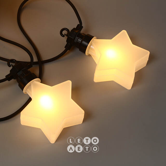 Гирлянда из лампочек Star Party Lights 10 м, 20 ламп, теплые белые LED, черный ПВХ, соединяемая, контроллер, IP44 Winter Deco