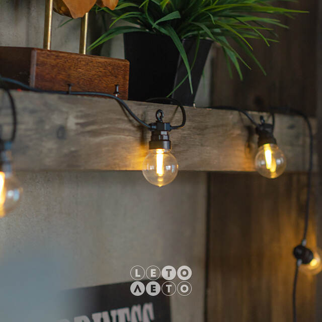 Гирлянда из лампочек Party Lights 10 м, 20 ламп, теплые белые LED, черный ПВХ, соединяемая, контроллер, IP44 Winter Deco