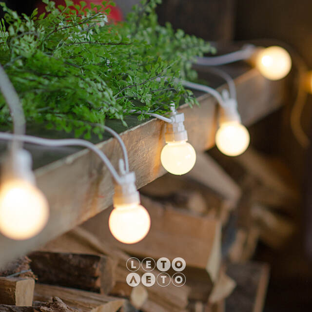 Гирлянда из лампочек Party Lights 10 м, 20 ламп, теплые белые LED, белый ПВХ, соединяемая, контроллер, IP44 Winter Deco