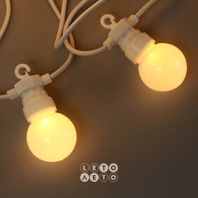 Гирлянда из лампочек Party Lights 10 м, 20 ламп, теплые белые LED, белый ПВХ, соединяемая, контроллер, IP44 Winter Deco